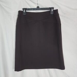 ADRIENNE VITTADINI Size 4 Brown A-Line Ponte Knit Side Zip Knee Length Skirt EUC